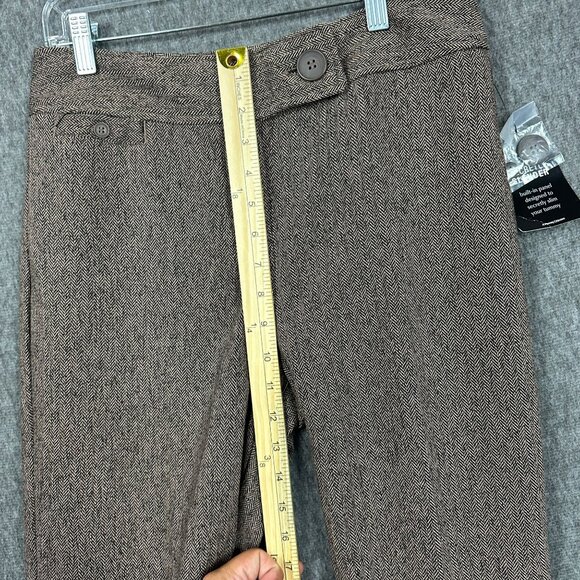 East 5th Womens 4 Brown Herringbone Secretly Slender Slim Fit Pants Office Wear - Picture 9 of 13